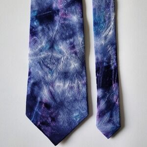 Tie‎ Dye Necktie Purple Blue Galaxy Silk Formal Mens Tie Hippie Wedding Festival